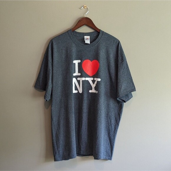 I Love NY Size 2XL T-shirt Gray Mens XXL Tee Shirt New York City NYC SS - Picture 1 of 4